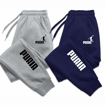 Size: S, Color: dark blue - PUAIA Print Men's Pants Autumn/Winter New Sport Jogging Trousers Fitness Loose Fit Clothing Solid Color Outfit Streetwear Pants