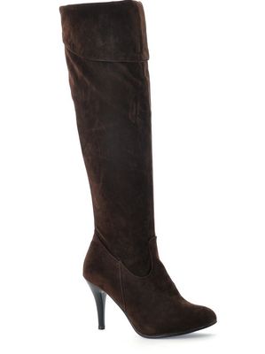 Color: Brown, Size: 41-Frosted, Style:  - European and American spring and autumn women's boots slim knee boots