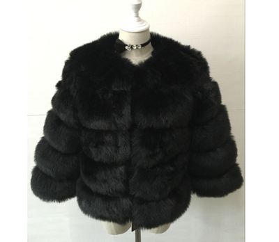 Color: Black, Size: XL - New faux furry slim mink jacket short faux fur fur coat female