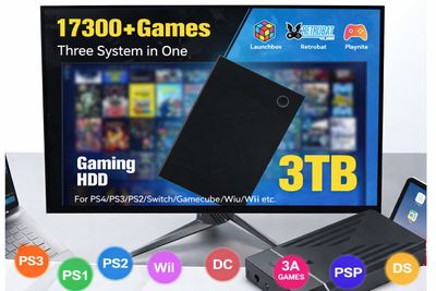 New! 3TB Portable Gaming HDD LaunchBox/Retrobat/Playnite Retro Game Console with 17300+ AAA/3D/Retro Games for