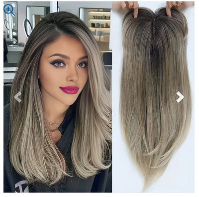A Color: #1, Stretched Length: 22inches - 22 inch top wig block hairpiece wig piece with clip ladies wig heat resistant fiber suitable for beginners daily wear