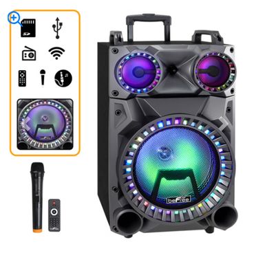Black Friday Special - beFree Sound Rechargeable 12 Inch Bluetooth Portable Party Speaker with Party Lights, FM Radio and USB/TF Inputs