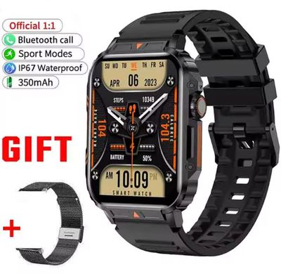 Color: Green - MISIRUN Outdoor Sports Smart Watch 1.95" HD Screen Bluetooth Call Smartwatch Health Monitoring IP68 Waterproof Fitness Tracker