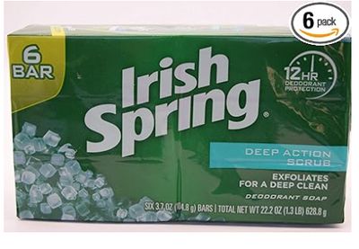 Irish Spring Deep Action Scrub Bar Soap 3.7 Ounce (Pack of 6)