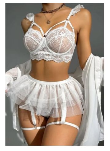 White Hot Romance Bra and Garter Set