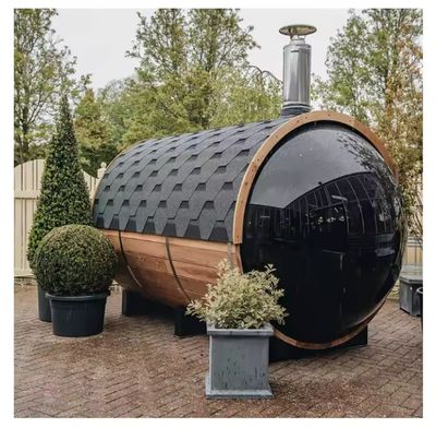 Fas Sauna Solid Wood Garden Panoramic Barrel Outdoor Sauna with Wood Stove