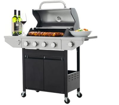 Endark 4+1 Burner Propane Gas Grill,BBQ Grills with 46500BTU Stainless Steel Construction, Dual Side Racks and Wheels, Designed for Patio, Garden and Backyard Cooking
