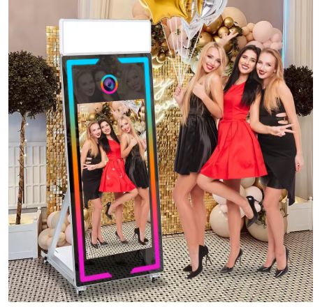 65 inch Magic Mirror Photo Booth 43“ Touch Screen Built-in Mini PC Portable Mirror Photo Booth Selfie Machine for Partys Events
