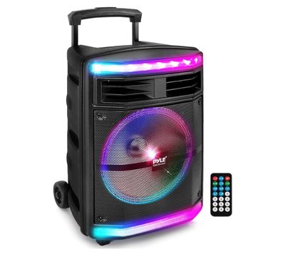 Pyle Portable Party Speaker - 600W Bluetooth Karaoke Boombox with Disco Lights, Great for Parties, Rechargeable Battery, MP3/USB SD Card Reader
