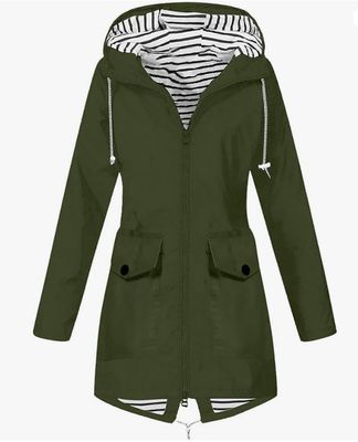 Rain Jacket Women Waterproof Hooded Lightweight Outwear Zip up Rain jackets Plus Size Trendy 2025 Trench Coat with Pockets