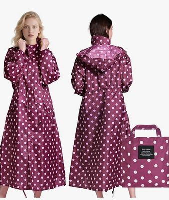 Womens Long Raincoats Rain Jacket Waterproof Packable Outdoor Hooded Windbreaker Lightweight Adjustable Waist for Outdoors Circle