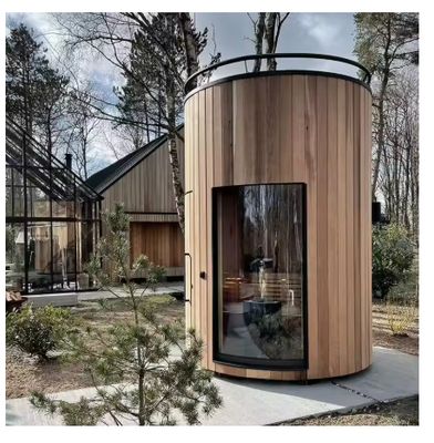 Outdoor Cedar Deluxe Heated Dry Steam Smart Sauna 1-2 Person Wood Burning