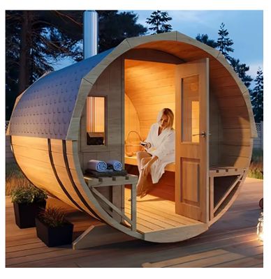 Wholesale barrel sauna wooden door 6 people homemade steam