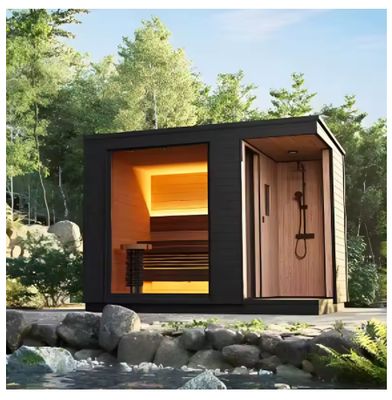Newly designed 10-person outdoor wooden plaza traditional steam redwood electric heated sauna