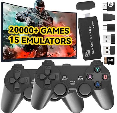 Retro Game Console, Wireless Retro Game Console, Plug &amp; Play Video TV Game with 25200+ Built-in Games, 4K HD Output, and 2.4GHz Wireless Controller, 9 Classic Emulators(Deep Black)