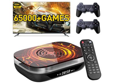 Kinhank Super Console X4 PLUS Retro Game Console Built-in 65000+Console Games,S905X4 Emulator Console with 3 Systems,8K UHD Output,2.4G+5G WIFI,BT 4.0,USB 3.0,2 Wireless Controllers (256GB)