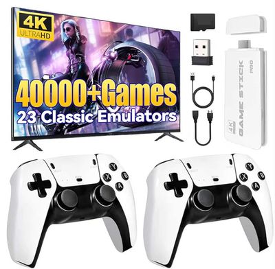 2025 Upgraded Retro Gaming Console, 4K HDMI Video Game Consoles with 40,000+ Games &amp; 23 Emulators, Plug and Play Video Gaming Stick with Upgrade Dual 2.4G Controllers (128G)