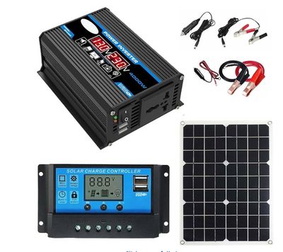 4000W Off-Grid Solar Panel Kit - Complete Solar Power System with 18W Waterproof Panel &amp; 30A Smart Charge Controller for Home, RV