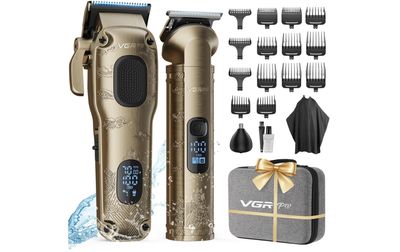 Hair Clippers for Men Professional, Cordless Hair Clippers for Hair Cutting, Mens Clippers and Trimmers Set, Electric Hair Trimmer for Men with Package Case (Gloden)