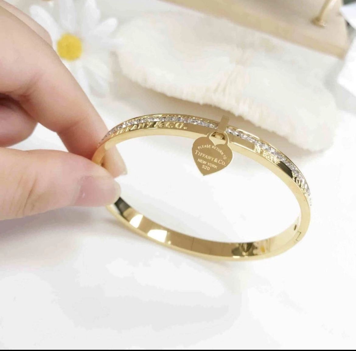 Modern Minimalist Roman Style round Titanium Steel Inlay Zircon Bangle