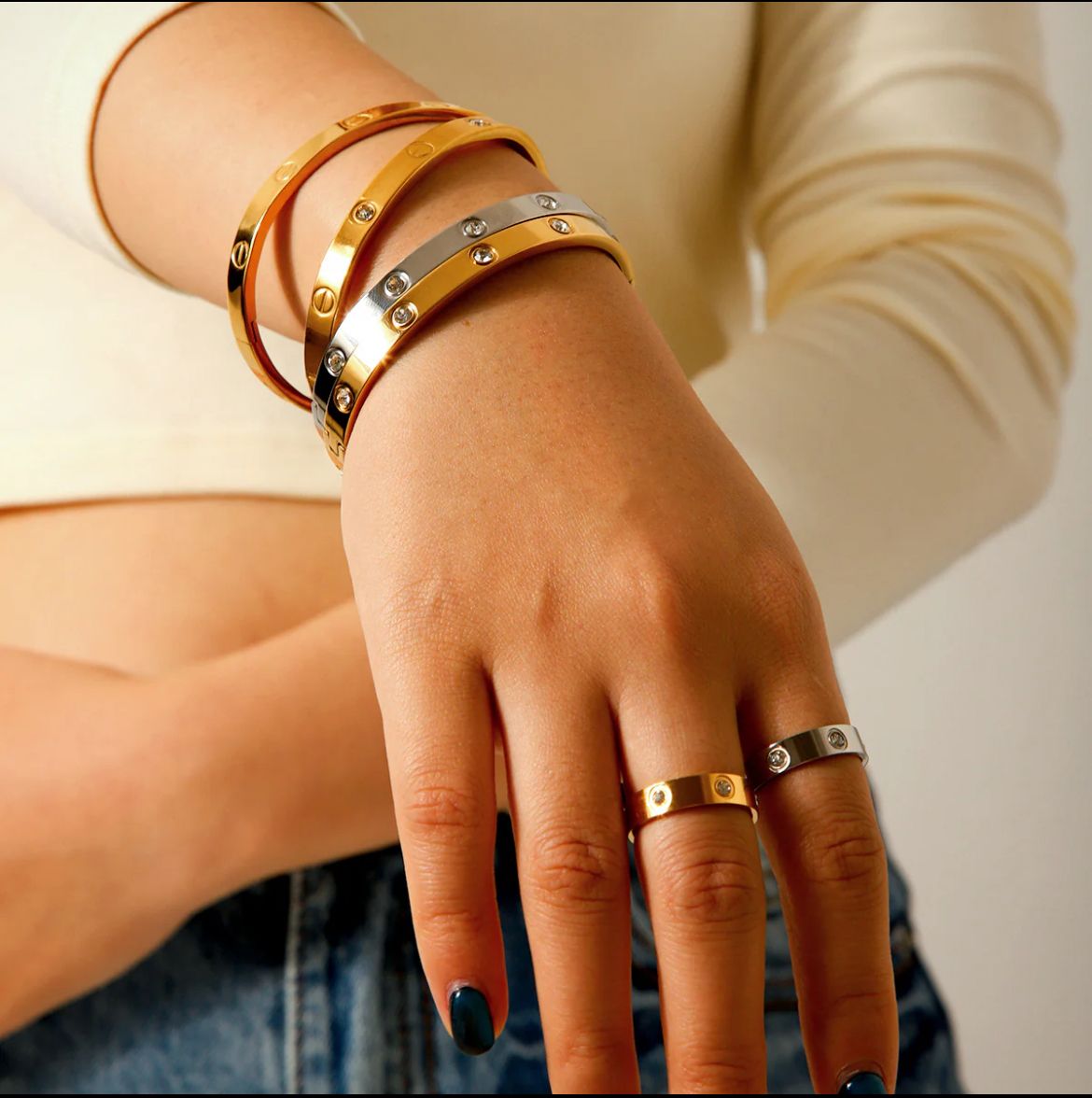 Round Stainless steel inlay Bangles