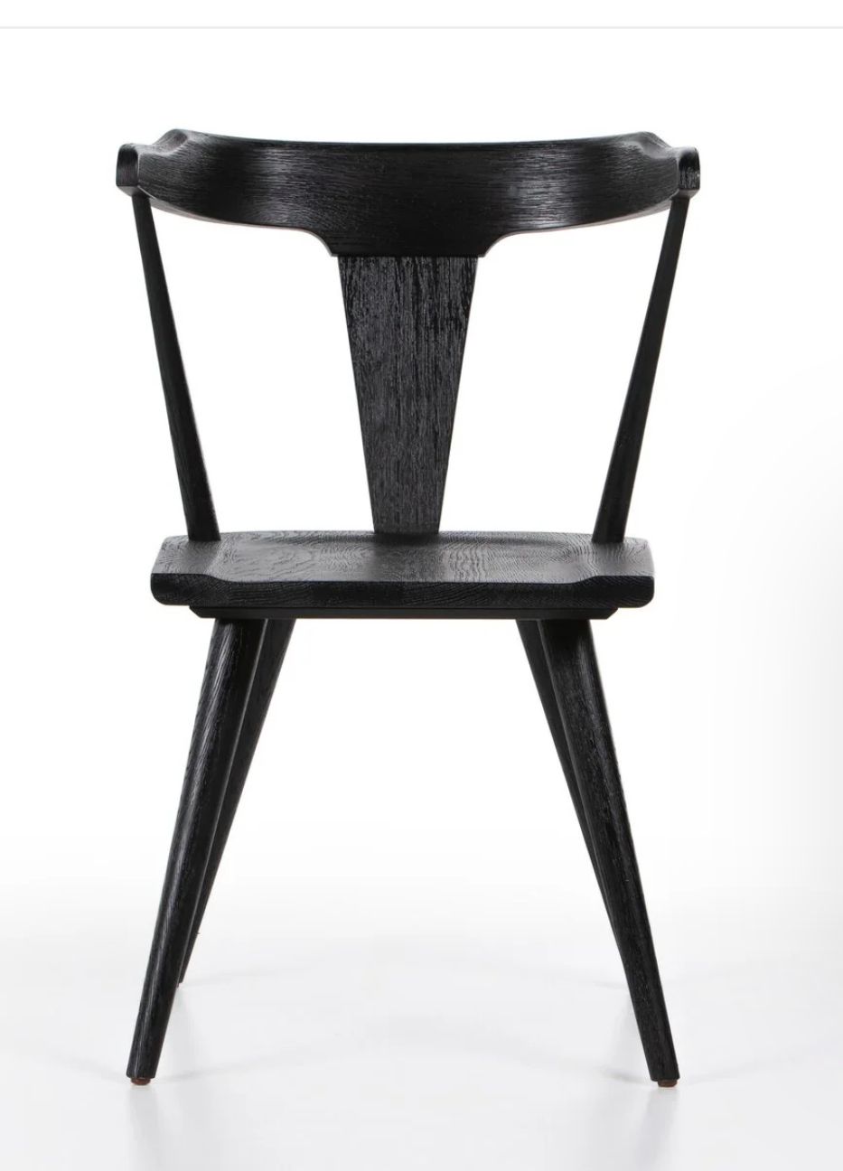 🪑 Black Oak Solid Wood Dining Chair – Mid-Century Modern Style