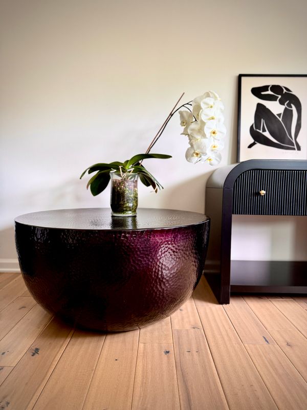 Riverside Hammered Metal Drum Coffee Table