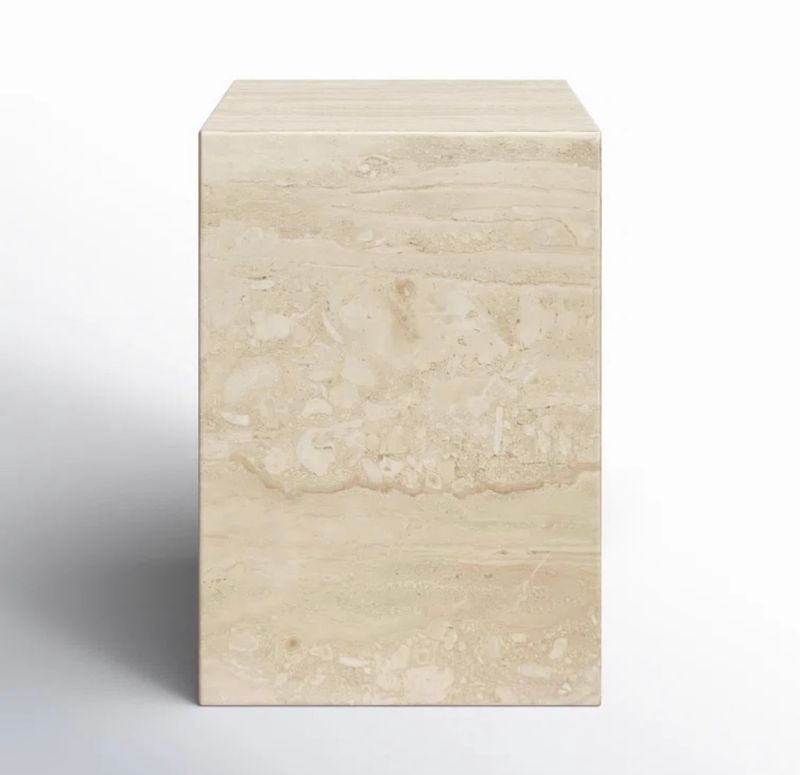 🪨 Travertine Marble Block Side Table