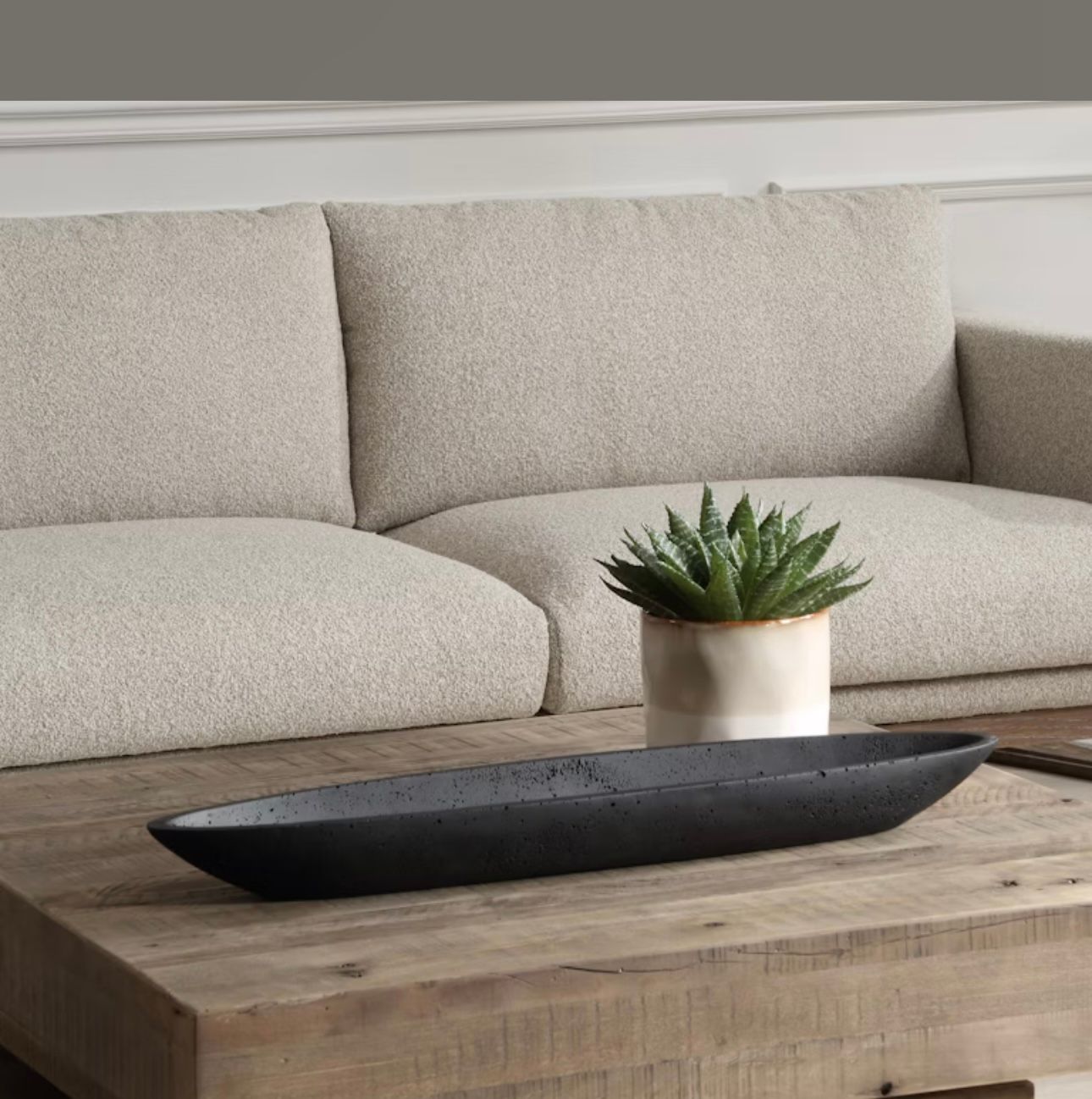 🖤 Uttermost Cast Black Canoe Bowl – Modern Decorative Accent