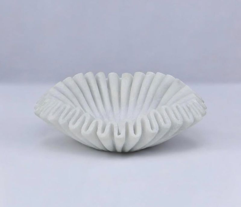 🏺 Handcrafted Marble Ruffle Bowl – 7” Scallop Fruit &amp; Jewelry Dish