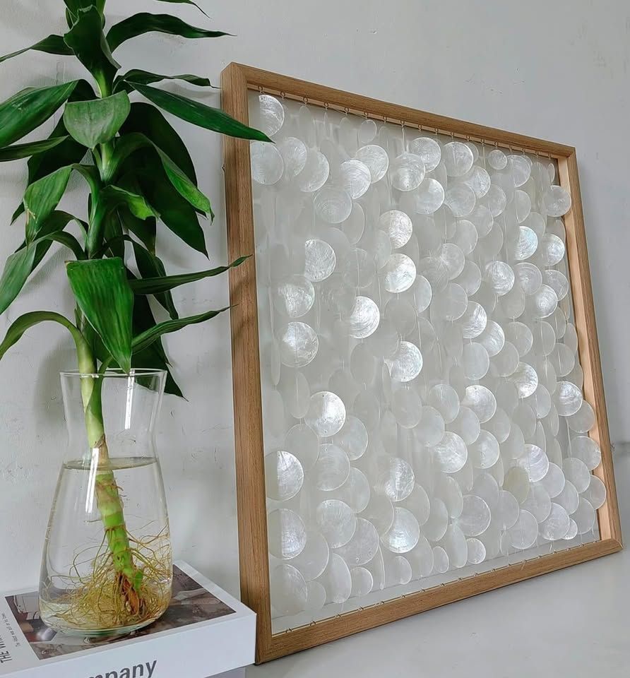 Handmade Capiz Shell Wall Art – 24” x 24” – Coastal Boho Décor