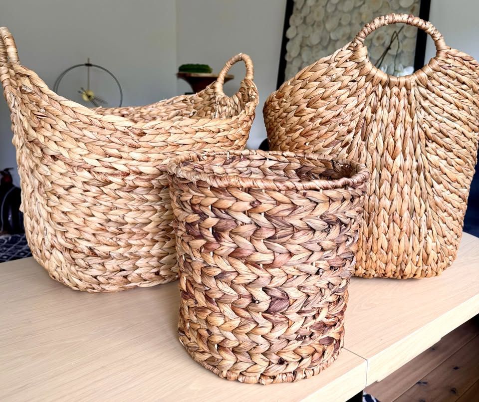 Set of 3 Handwoven Seagrass Storage Baskets