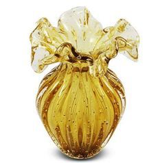 Vase-Murano Crystal-Ambar w Gold
