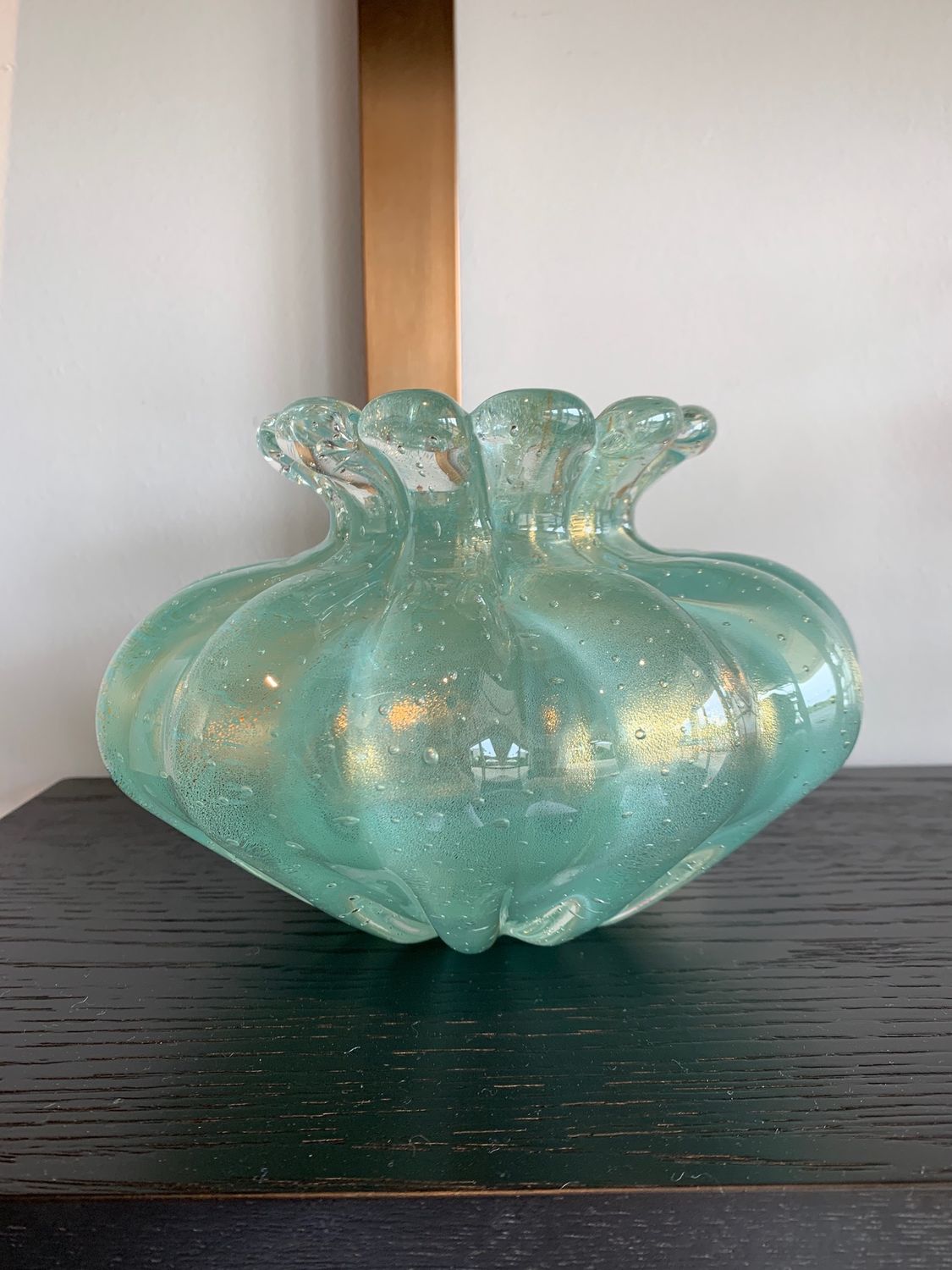 Vase-Crystal-Acqua w Gold L