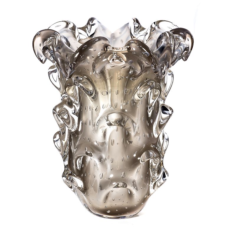 Vase-Murano/Gold Leaf-L Brown