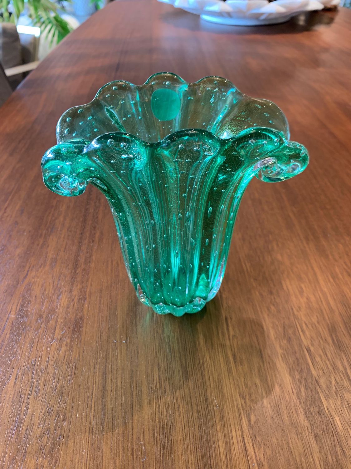Vase-Murano/Gold Leaf- Emerald Green