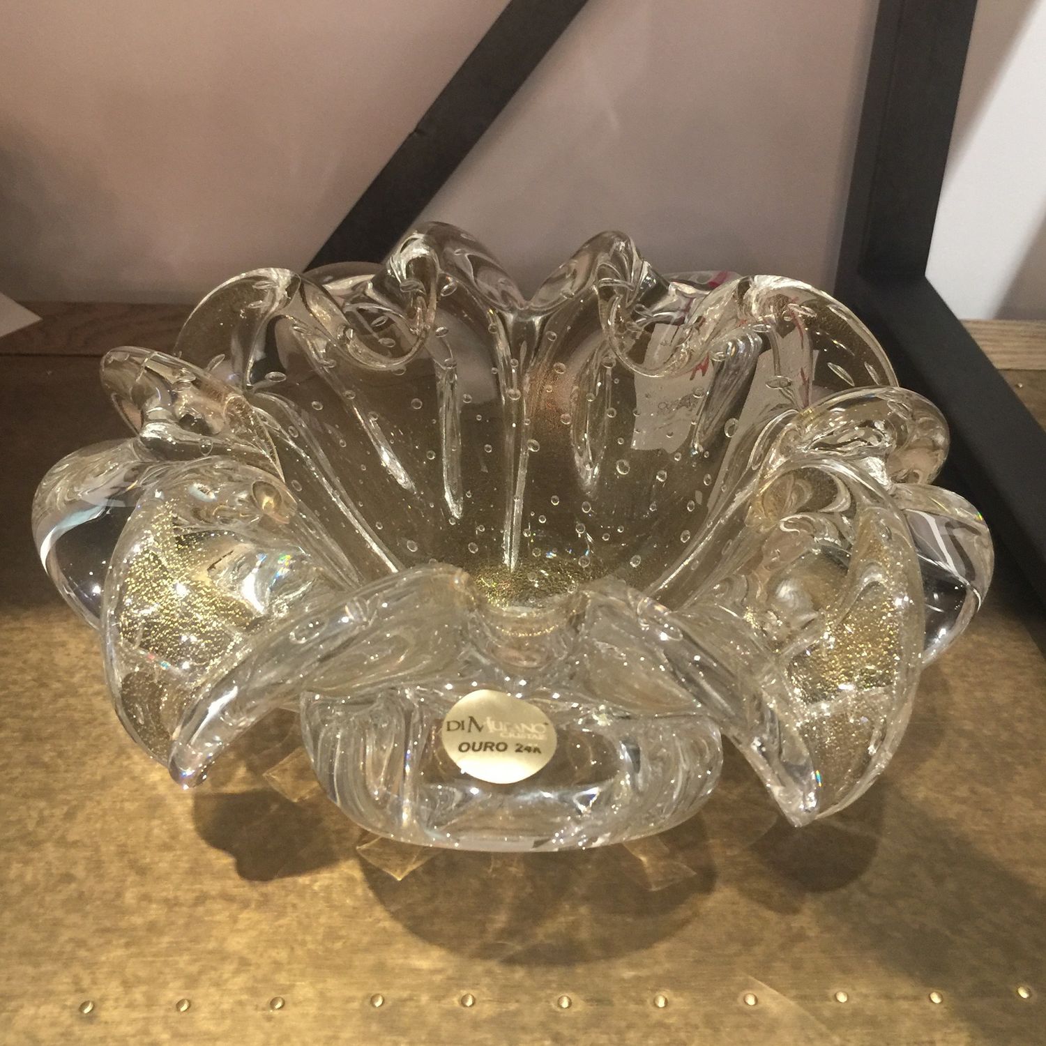 Center Piece-Murano/Gold Leaf- Clear I