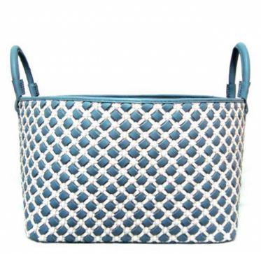 Basket-Leather-Navy Hand Made