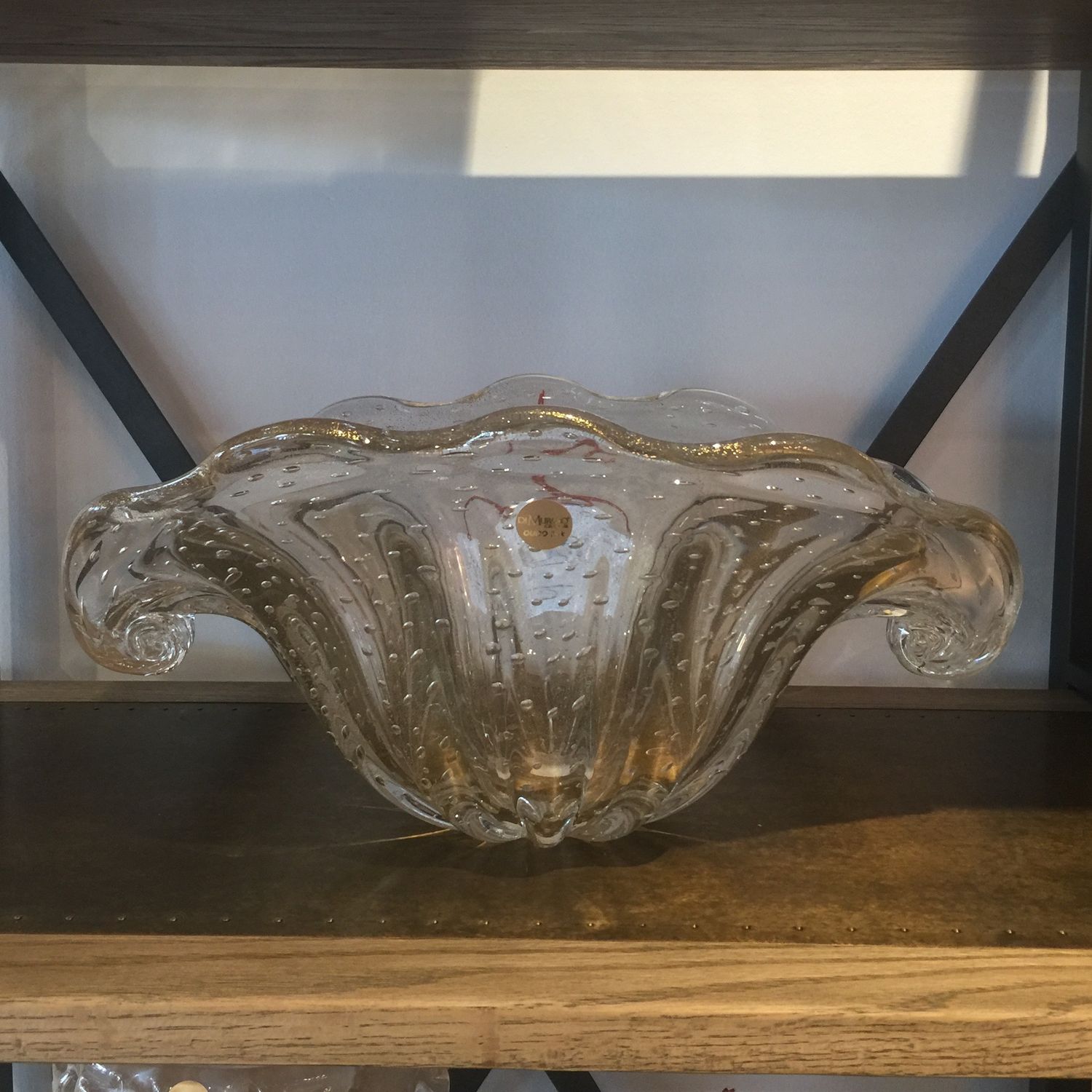 Center Piece-Murano/Gold Leaf- Clear II