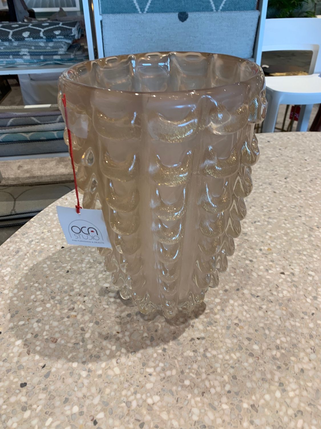 Vase-Murano/Gold Leaf-Pearl II