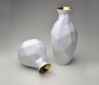 Vase-Porcelain-White/Gold Edros S