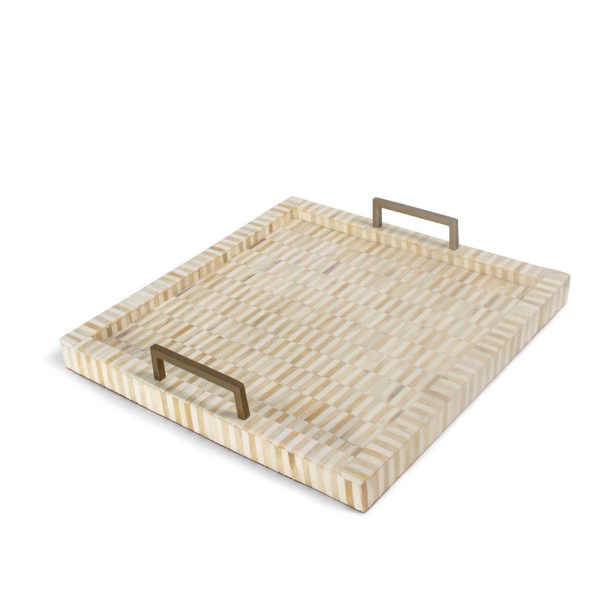Tray-Multitone Bone/Brass-Nevis Square