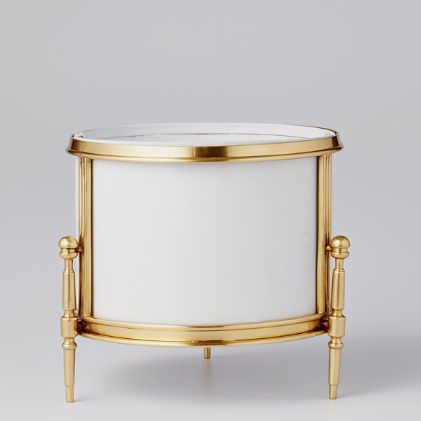 Cachepot-White/Brass-Regent