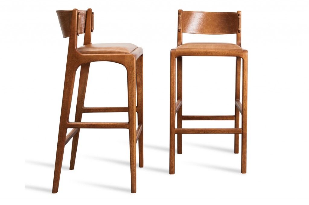 Bar Stool-Wood/Leather-Helga I