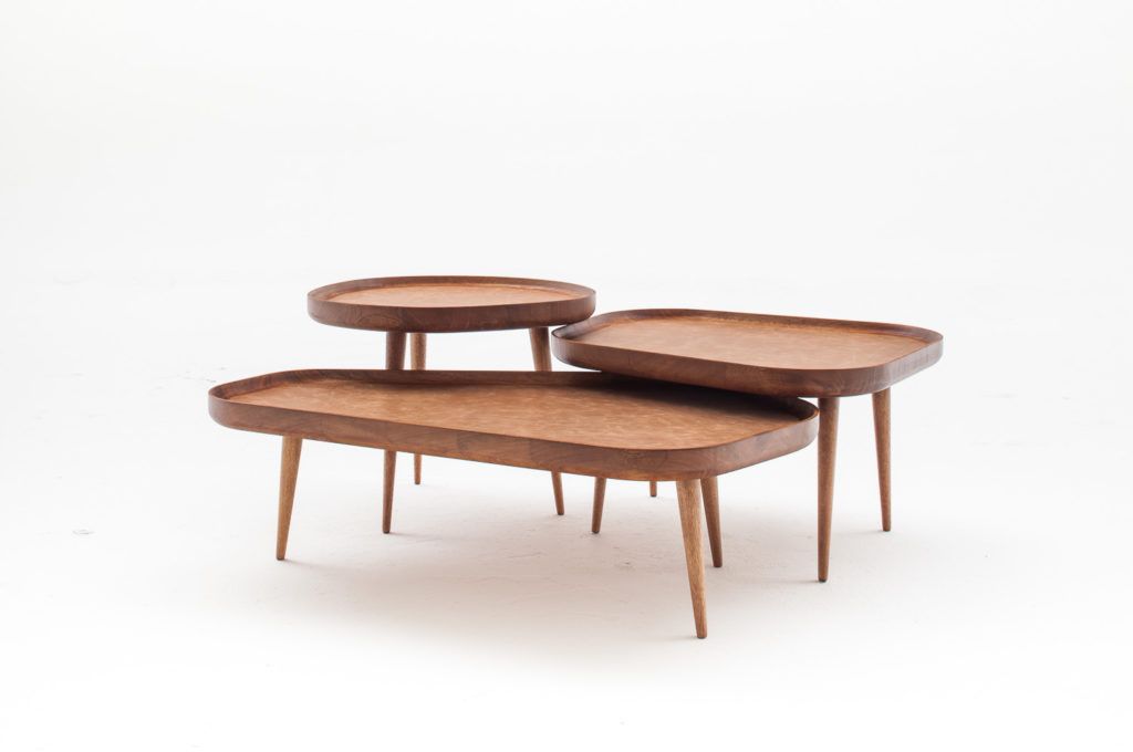 Coffee Table-Wood/Leather-Almond Cella-L