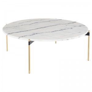Side Table-White Marble/Brushed Steel