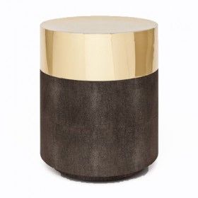 Stool-Faux Shagreen-Dark Mushroom