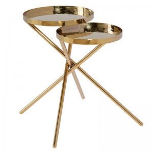 Side Table-Gold Top/Gold Legs