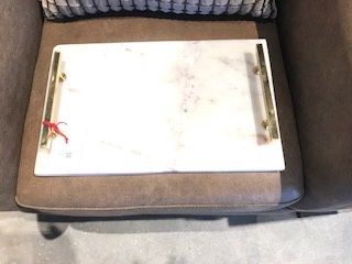 Tray-Marble w Gold Handles-Rectangular