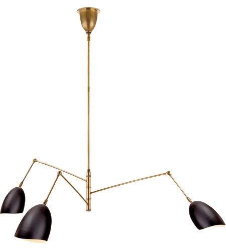 Chandelier-Antique Brass/Black-Triple